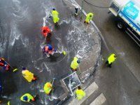 Dezenfekte çalışmaları drone ile görüntülendi