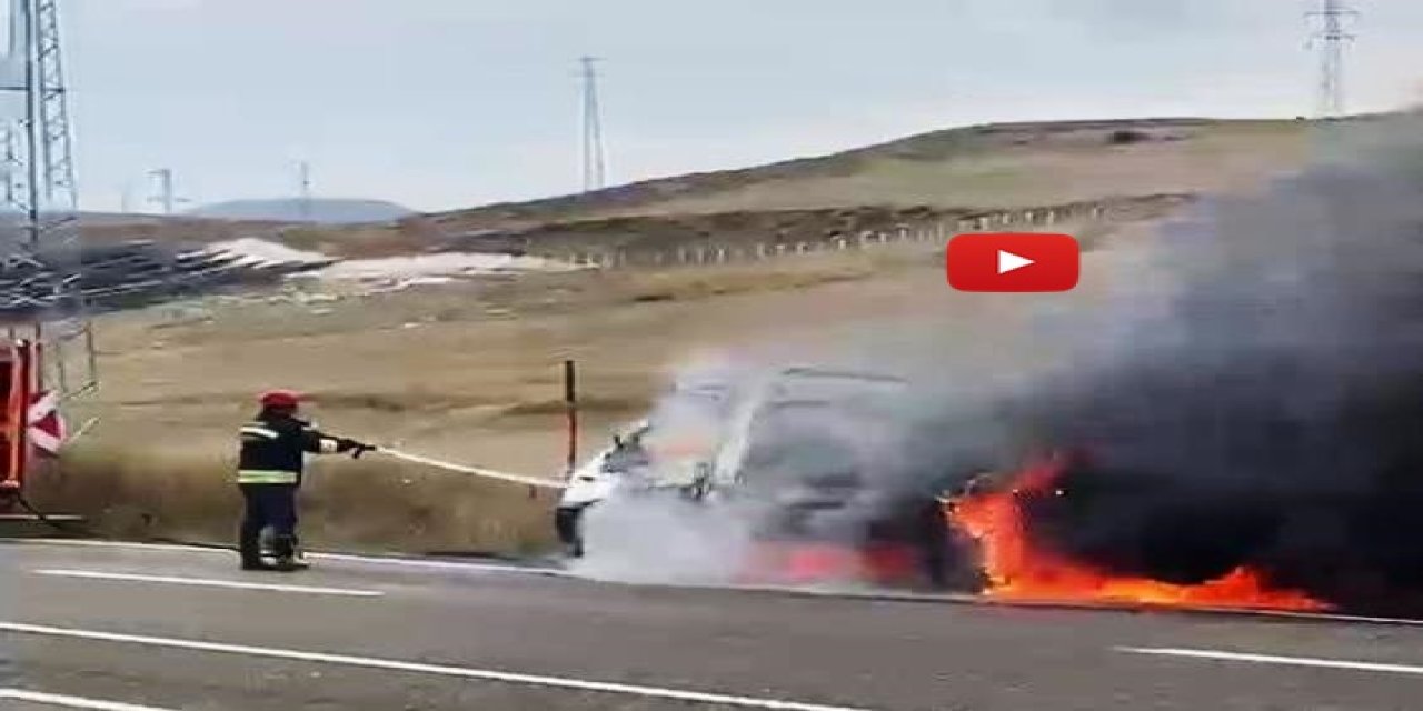 Erzurum-Tortum yolunda korkutan yangın: Seyir halindeki çekici alev aldı