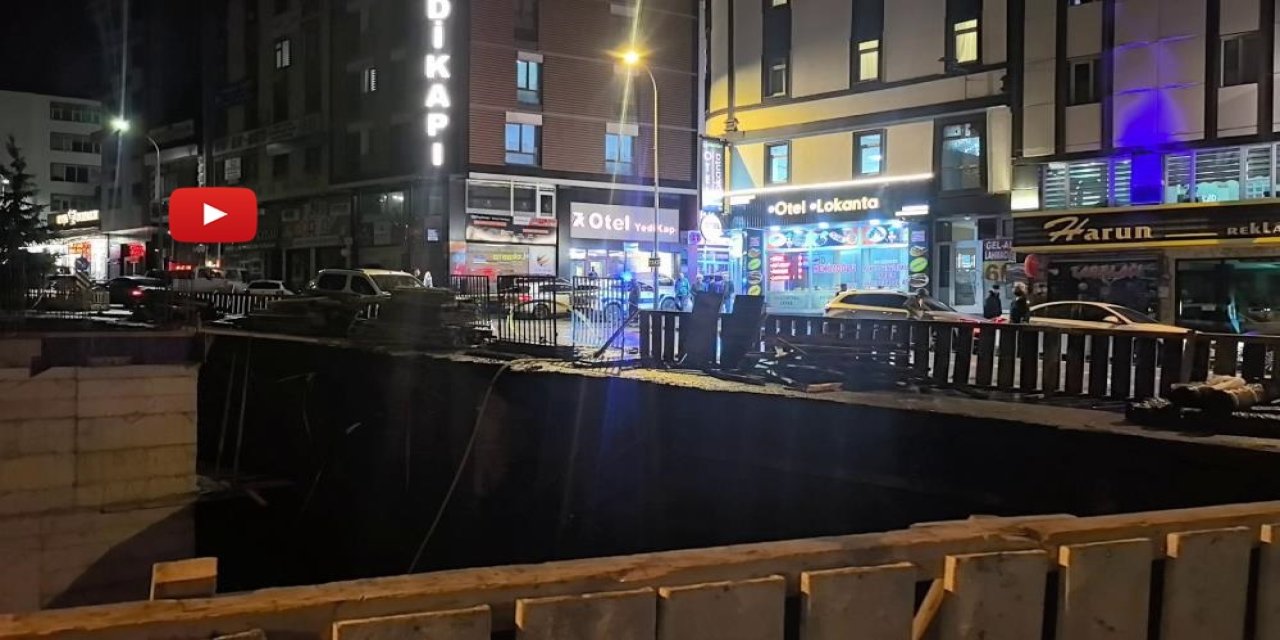 Erzurum’da sağanak dehşeti! İnşaat alanı çöktü, ana cadde trafiğe kapatıldı