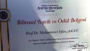 Atatürk Üniversitesi Profesörlerinden M.İrfan Aksu'da Bilimsel Teşvik Ödülü verildi