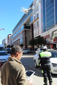 Erzurum’da drone ile trafik denetimi