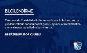 BB Erzurumspor’da iki futbolcunun korona virüs testi pozitif çıktı