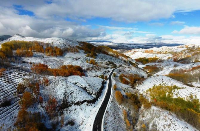 Erzurum ormanlarında kış ve sonbaharın renkleri görsel şölen yaşattı