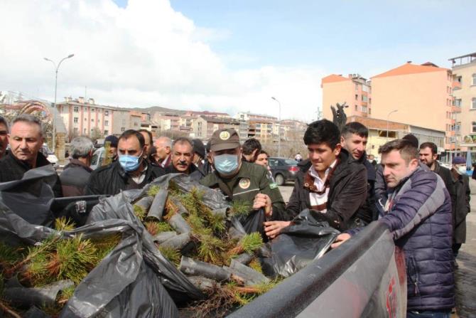 Fidan dağıtımında izdiham yaşandı