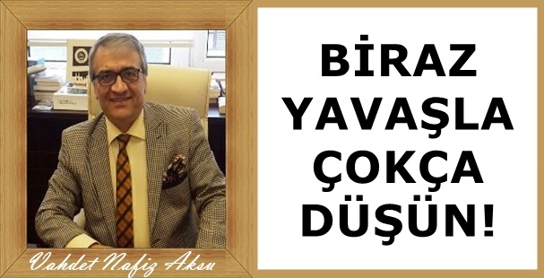 Vahdet Nafiz Aksu Yazdı: 'BİRAZ YAVAŞLA, ÇOKÇA DÜŞÜN!'