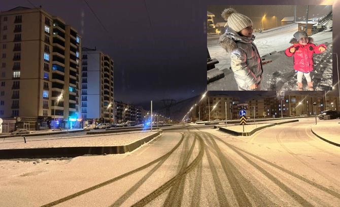 Gece saatlerinde başlayan kar yağışı Erzurum’u beyaza bürüdü