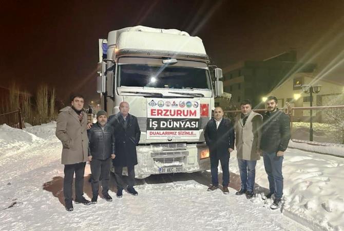 ERZURUM İŞ DÜNYASININ İLK YARDIM TIRI MALATYA’YA UĞURLANDI