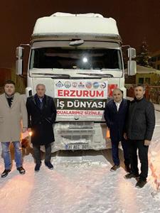 ERZURUM İŞ DÜNYASININ İLK YARDIM TIRI MALATYA’YA UĞURLANDI