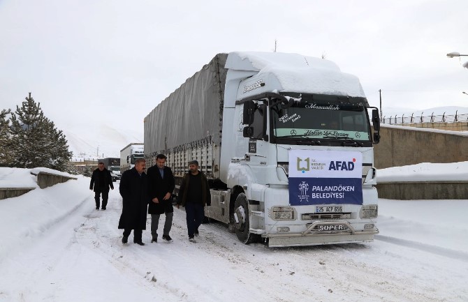 Palandöken Belediyesi tüm imkânlarıyla depremzedelerin yanında..18 TIR dolusu yardım gönderildi.