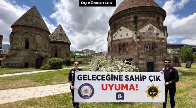 Erzurum polisinden pankartlı uyarı