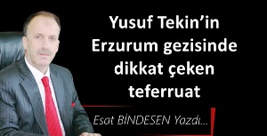 Gazeteci Yazar Esat Bindesen'in kaleminden..Yusuf Tekin’in Erzurum gezisinde dikkat çeken teferruat