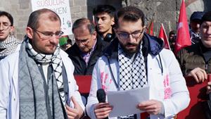 Sağlıkçılar Erzurum’da Gazze için yürüdü