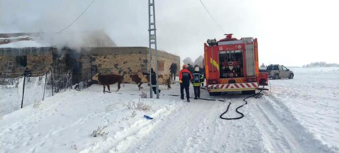 Erzurum’da ahır yangını