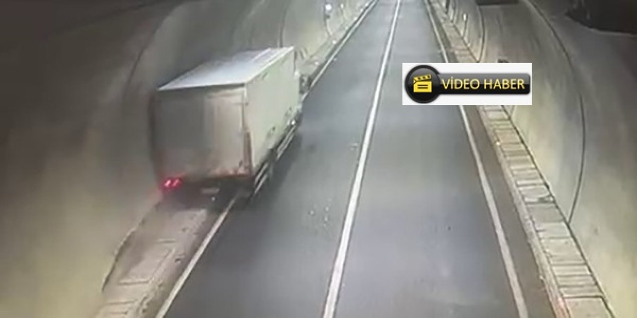 Kamyon tünel duvarına çarptı