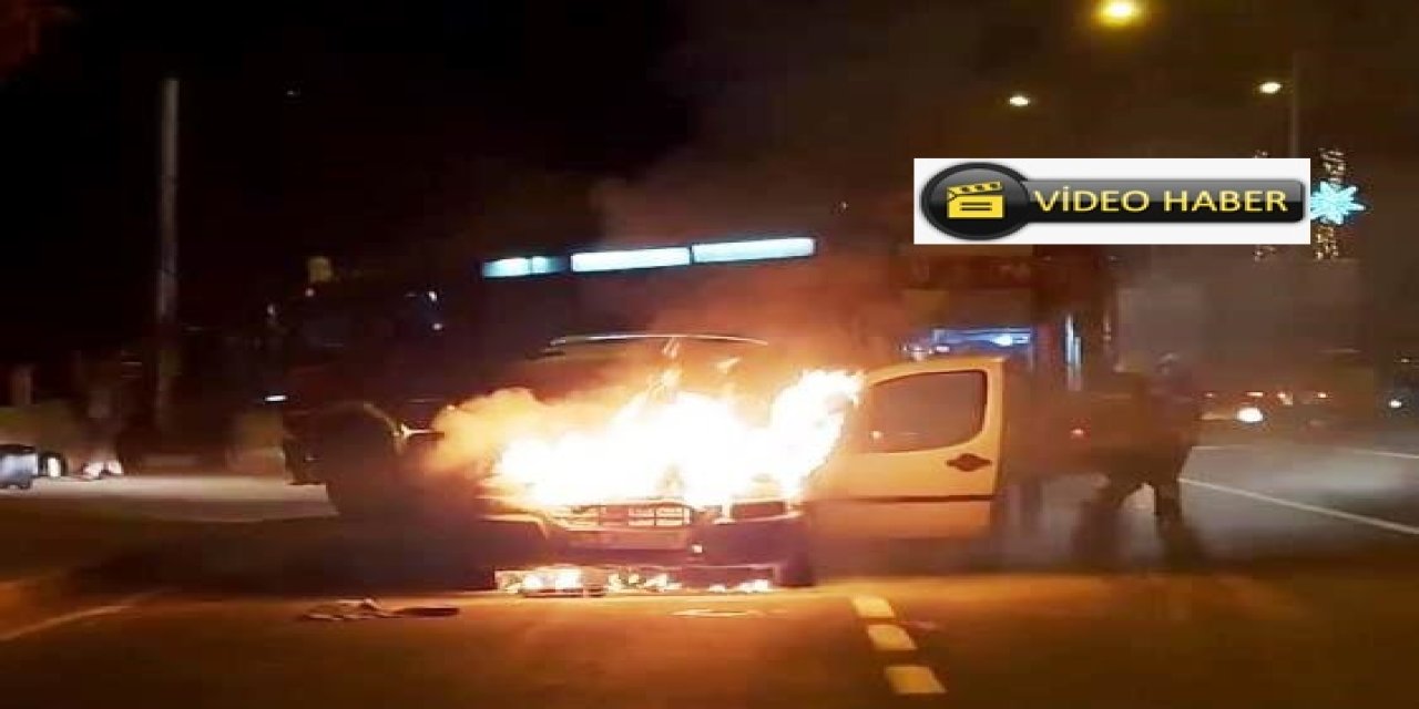 Seyir halindeki araç alev aldı