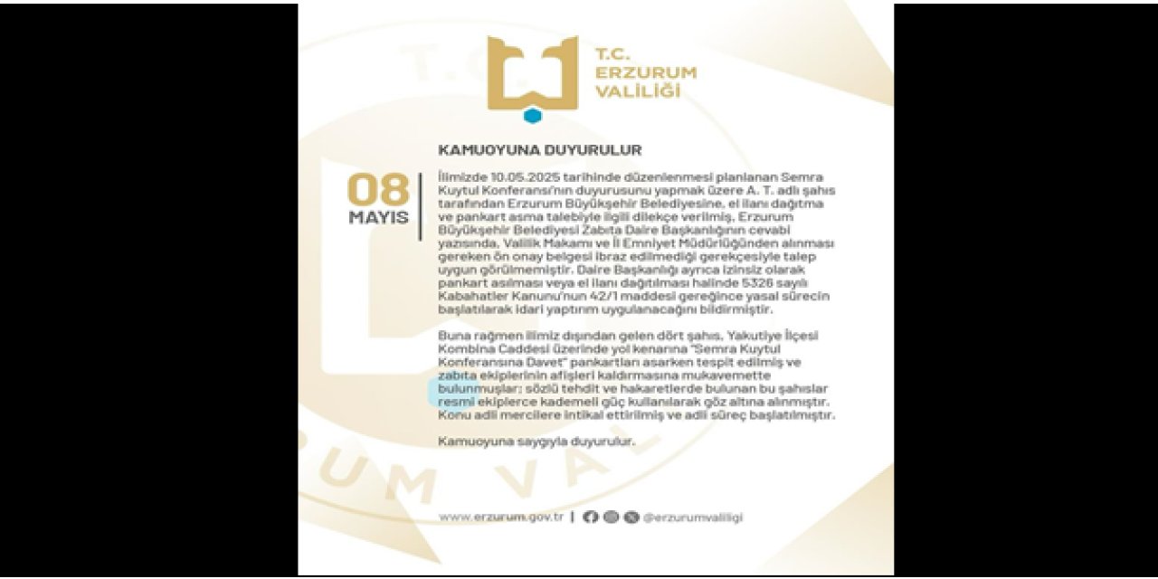 Erzurum'da izinsiz pankart asan 4 kişi gözaltına alındı
