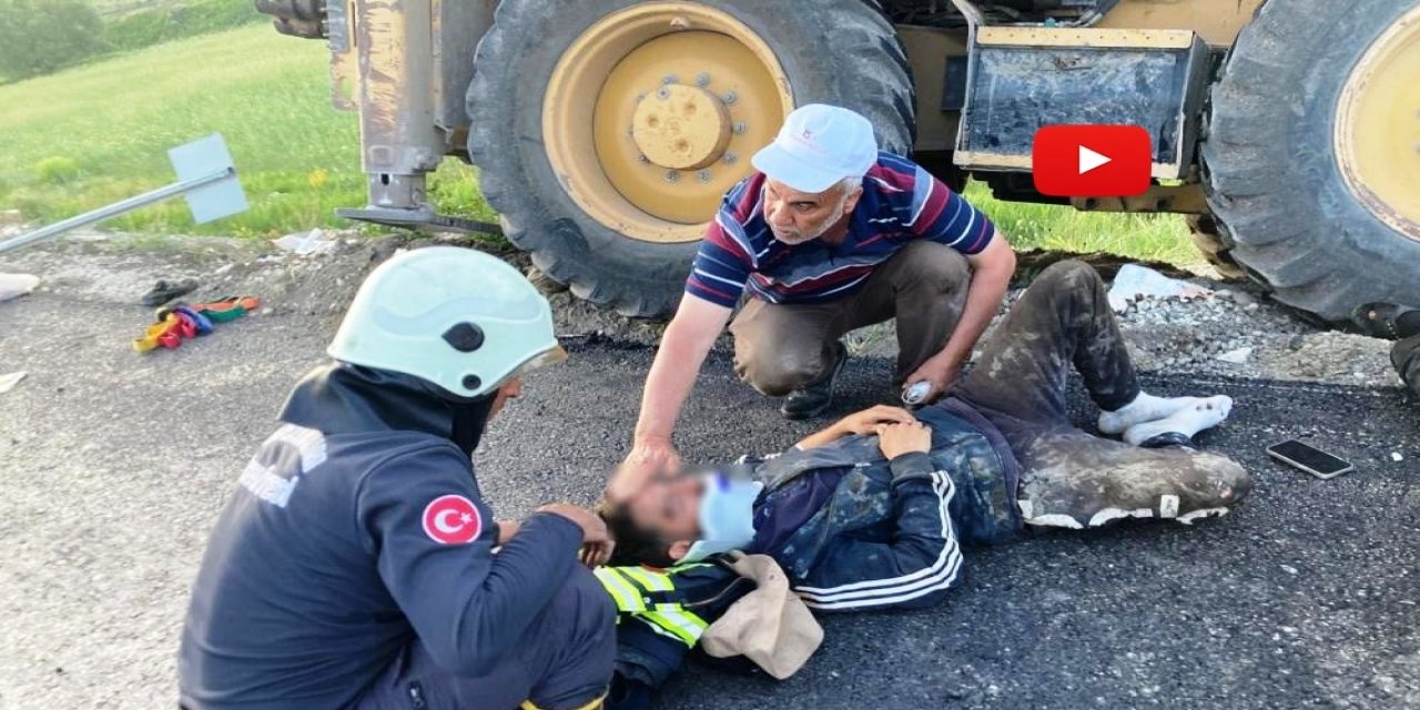 İş makinesi yemek molasındaki işçilerin arasına daldı