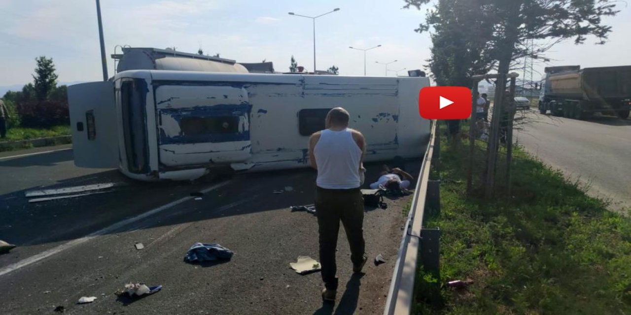 Erzurum'da devrilen servis aracındaki 6 kişi yaralandı