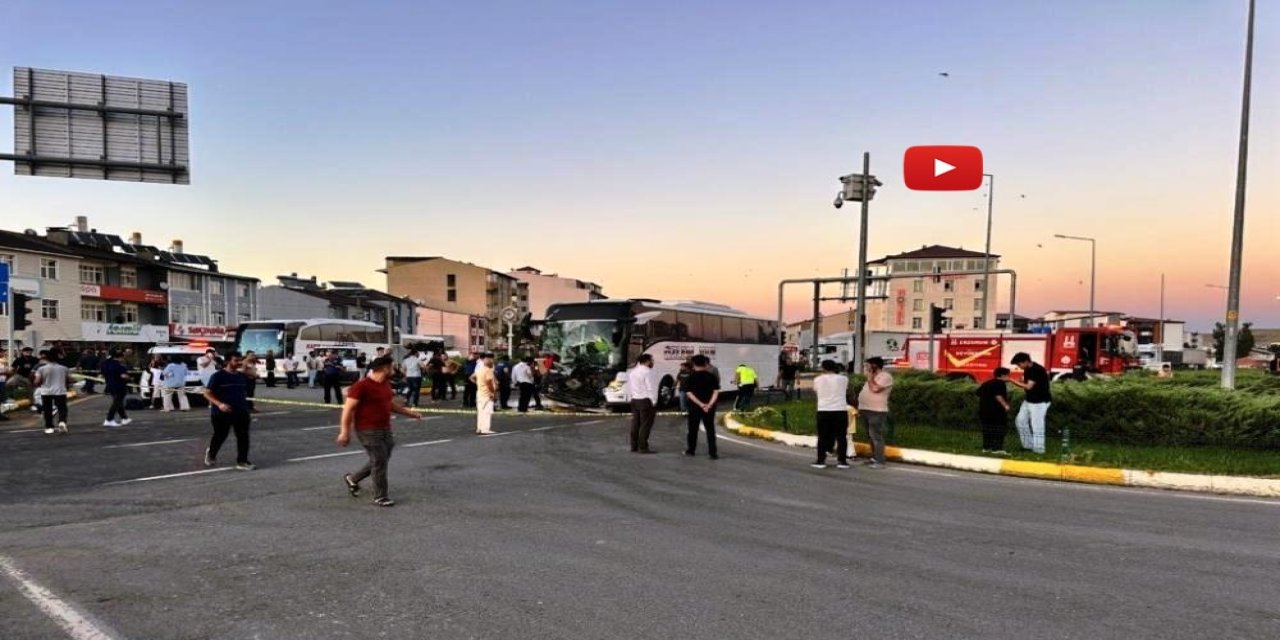 Horasan'da yolcu otobüsü ile traktör çarpıştı: 8 yaralı