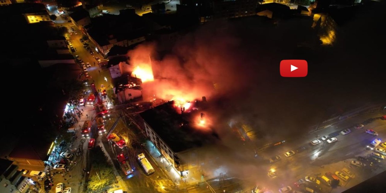 Erzurum’da korkutan yangın: Çok sayıda iş yeri ve bina alevlere teslim oldu