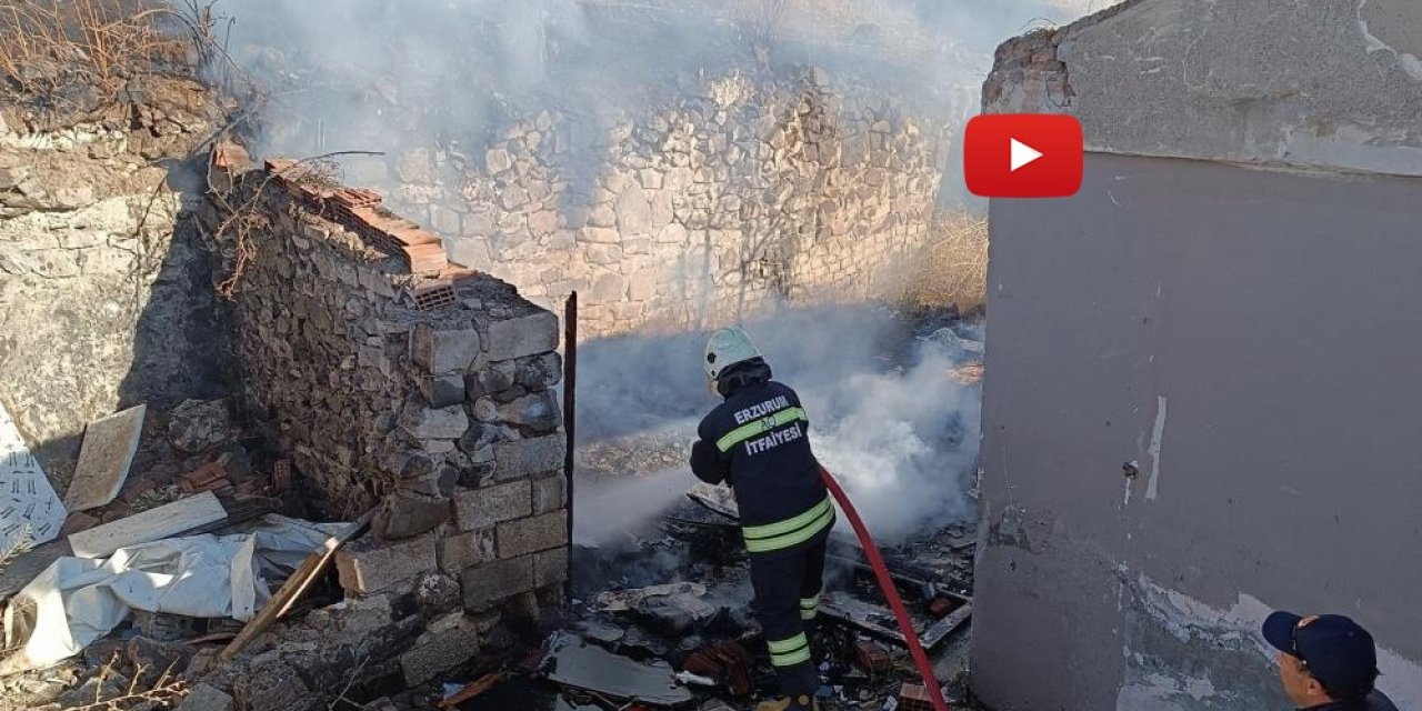 Erzurum'da korkutan kömürlük yangını