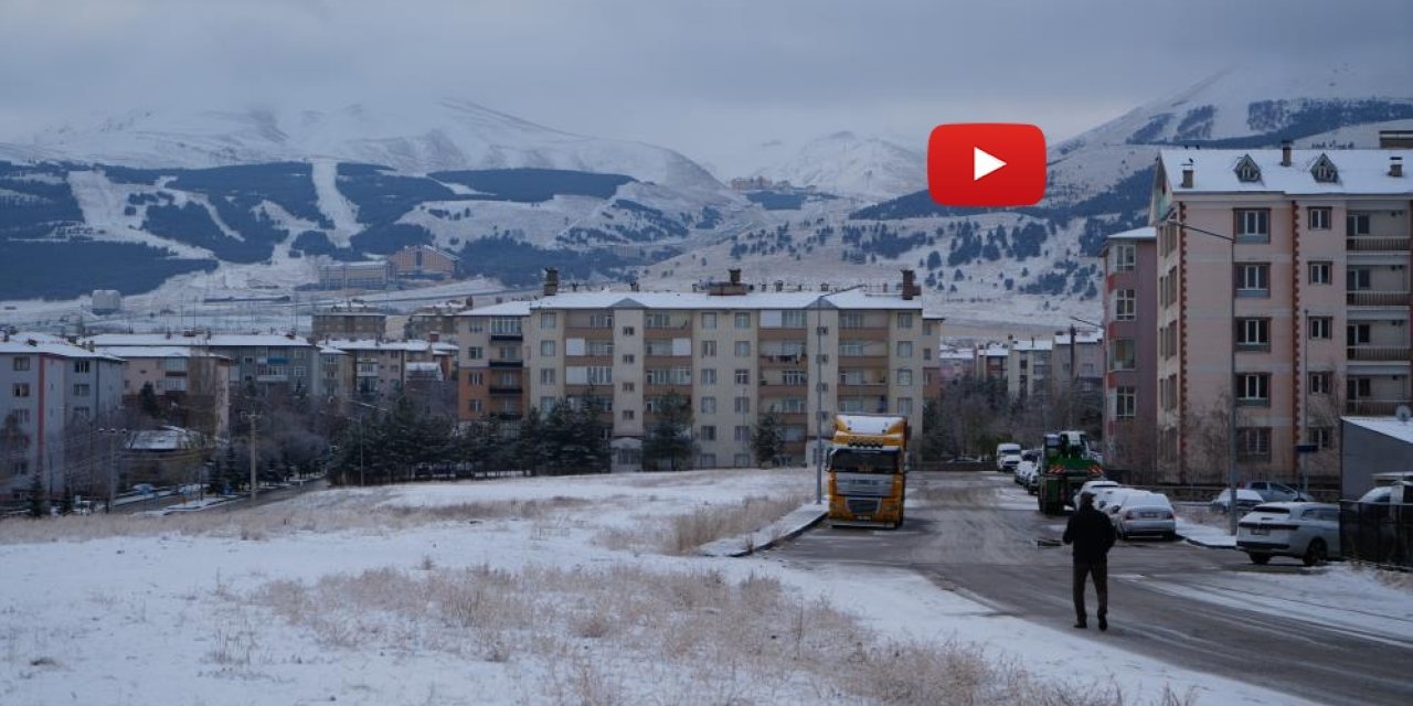 Erzurum güne karla uyandı