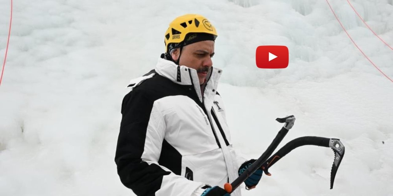 Vali Çiftçi, yapay buz duvarına tırmandı