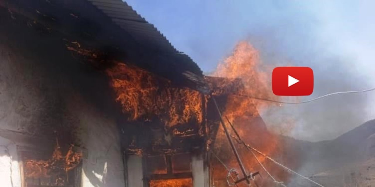 Köy evinde korkutan yangın