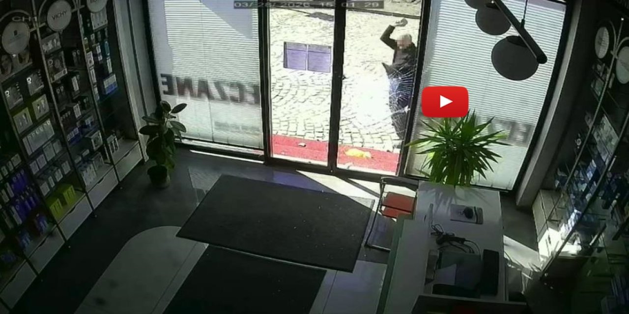 Parke taşıyla eczanenin camını kırdı, ayçiçeği yağıyla kundaklamak istedi