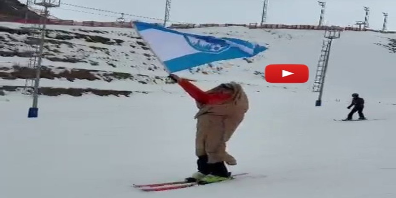 Palandöken'in zirvesinden ehram ve Erzurumspor bayrağı ile kaydı