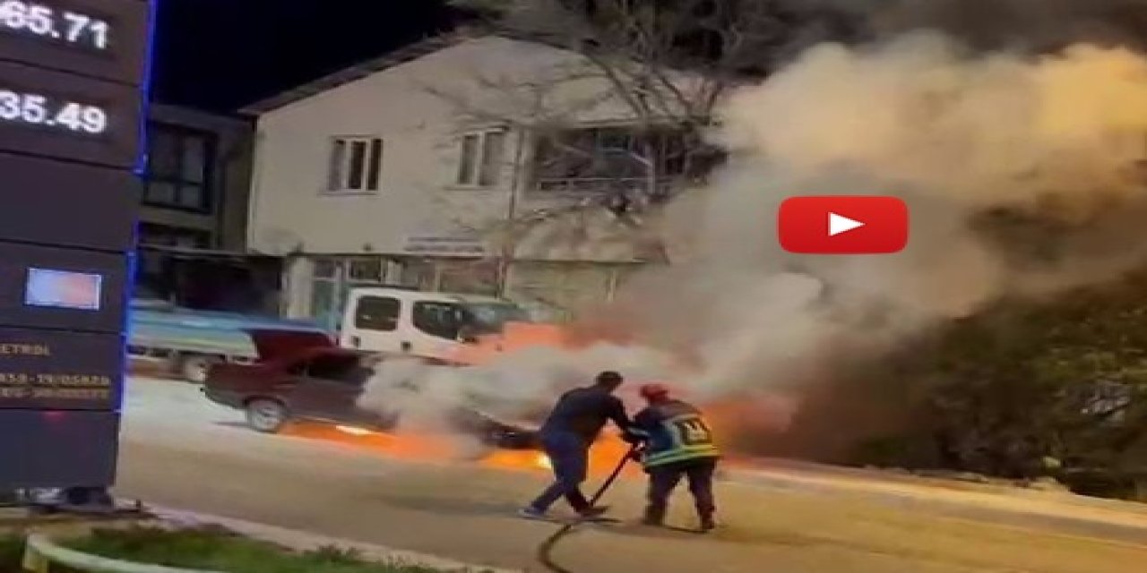 Oltu'da araç yangını korkuttu