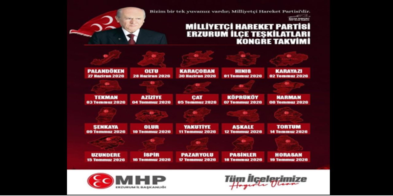 MHP Erzurum'da ilçe kongre takvimi açıklandı