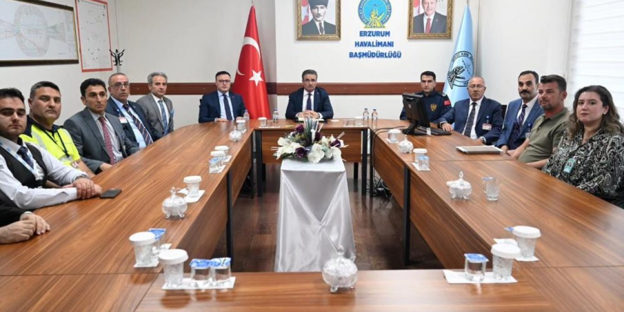 Erzurum Havalimanı’ndaki çalışmalara yerinde inceleme