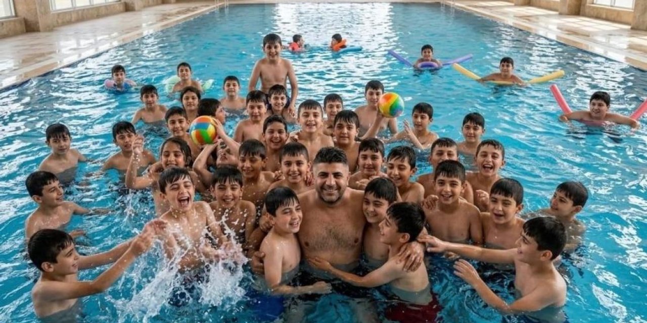 Erzurumlu iş insanından köy çocuklarına havuz jesti