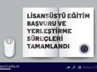 Lisansüstü Eğitim Başvuru ve Yerleştirme Süreçleri tamamlandı