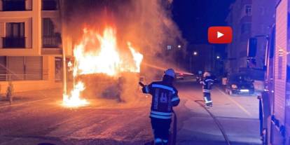 Halk otobüsü alev topuna döndü