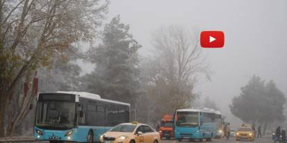 Erzurum güne sis ve kırağı ile uyandı