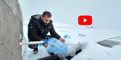 Erzurum’da su hatları dondu, vatandaşlar çeşmelerden bidonlarla su taşıdı