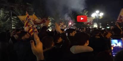 Erzurum’da Galatasaray taraftarının derbi galibiyeti coşkusu