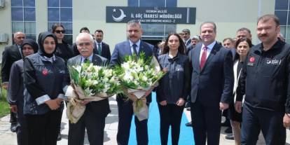 İçişleri Bakanı Mustafa Çiftçi ve Anayasa Mahkemesi Başkanı Kadir Özkaya Aşkale geri gönderme merkezinde incelemelerde bulundu